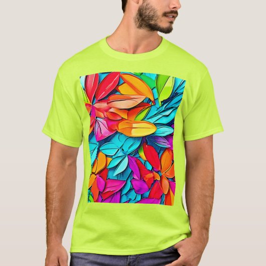 Lebhafte Abstrakte Leaf Art T-Shirt (Vorderseite)