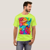 Lebhafte Abstrakte Leaf Art T-Shirt (Vorne ganz)