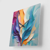 Lebhafte Abstrakte Malerei Quadratische Wanduhr (Winkel)