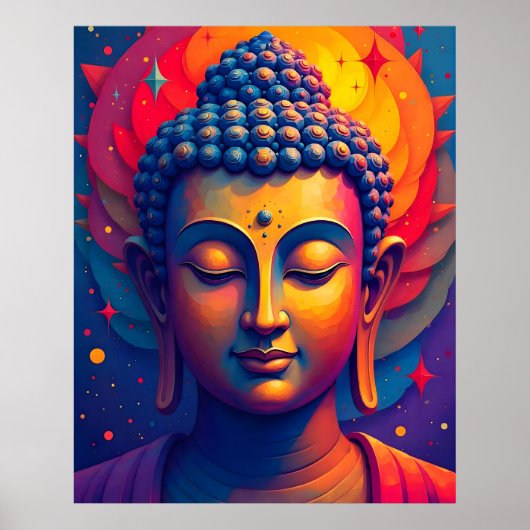 Lebhafte Abstrakte Moderne Buddha Malerei Poster (Vorne)