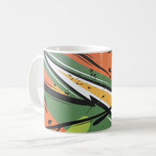 Lebhafte Abstrakte Motion in Gelb, Schwarz und Grü Kaffeetasse