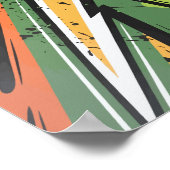 Lebhafte Abstrakte Motion in Gelb, Schwarz und Grü Poster (Ecke)