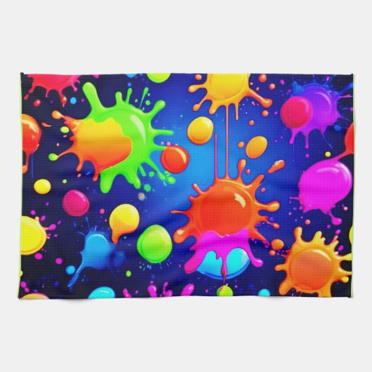 Lebhafte Abstrakte Paint-Explosion Geschirrtuch (Horizontal)