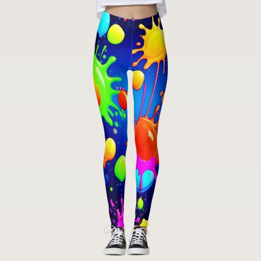 Lebhafte Abstrakte Paint-Explosion Leggings (Vorderseite)