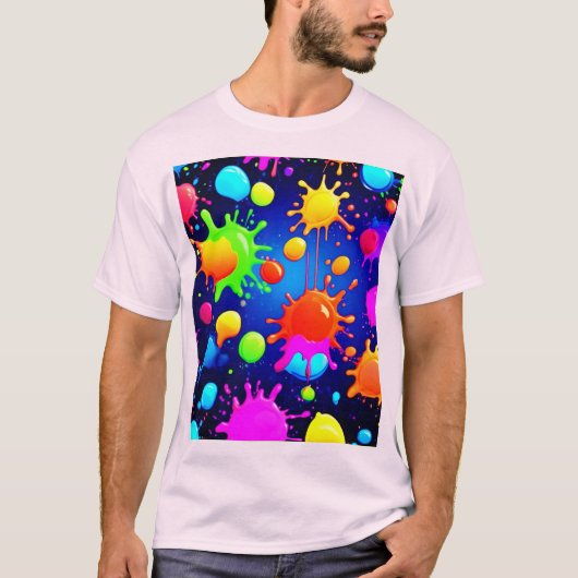 Lebhafte Abstrakte Paint-Explosion T-Shirt (Vorderseite)