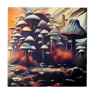 Lebhafte Abstrakte Pilze - Moderne urbane Kunst Fliese