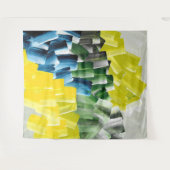 Lebhafte Abstrakte Pinselstriche Gelb, Grün und Bl Wandteppich (Vorderseite (Horizontal))