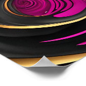 Lebhafte Abstrakte Rosa Schwarz-Gold-Swirl-Leinwan Poster (Ecke)