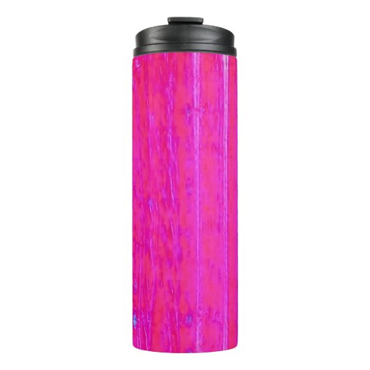 Lebhafte Abstrakte Rosa und Lila Streifen Kunst, D Thermosbecher (Vorderseite)