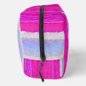 Lebhafte Abstrakte Rosa und Lila Streifen Kunst, D Waschbeutel (Rechts)
