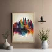 Lebhafte Abstrakte Skyline City Art Poster