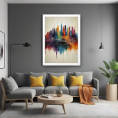 Lebhafte Abstrakte Skyline City Art Poster