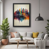 Lebhafte Abstrakte Skyline City Art Poster