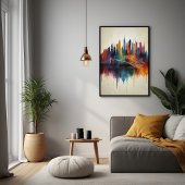 Lebhafte Abstrakte Skyline City Art Poster