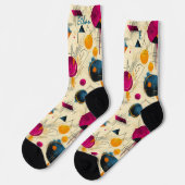 Lebhafte Abstrakte Socken in Magenta, Orange und M (Linkes Detail)