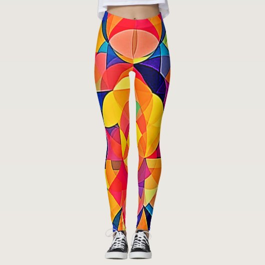 Lebhafte Abstrakte Symmetrie Leggings (Vorderseite)