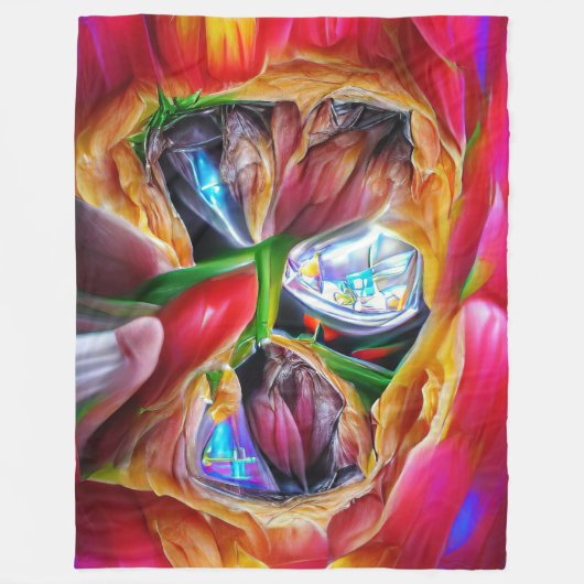 Lebhafte Abstrakte Tulip Reflections Fleecedecke (Vorderseite)