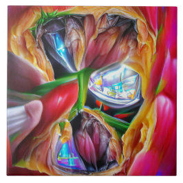 Lebhafte Abstrakte Tulip Reflections Fliese