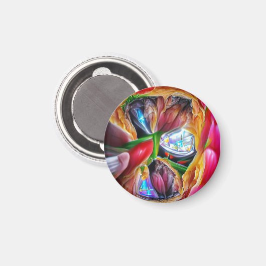 Lebhafte Abstrakte Tulip Reflections Magnet (Vorderseite/Rückseite)