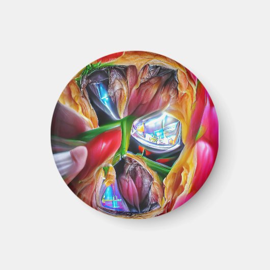 Lebhafte Abstrakte Tulip Reflections Magnet (Vorne)