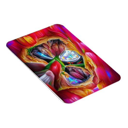 Lebhafte Abstrakte Tulip Reflections Magnet (Rechte Seite)