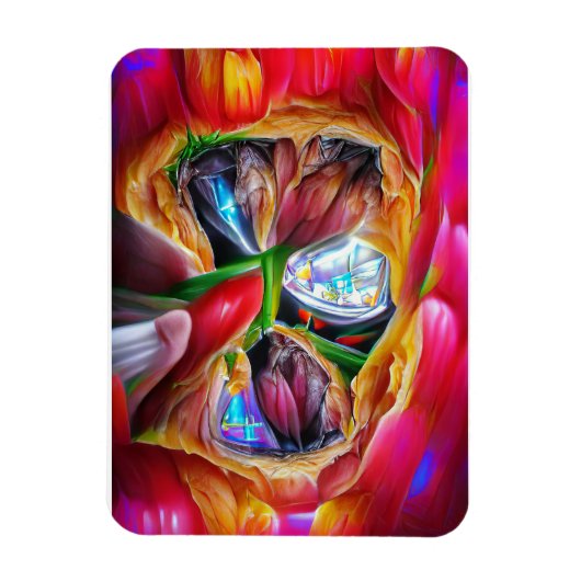 Lebhafte Abstrakte Tulip Reflections Magnet (Vertikal)