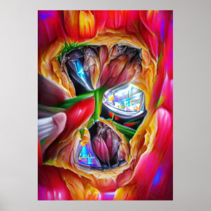 Lebhafte Abstrakte Tulip Reflections Poster
