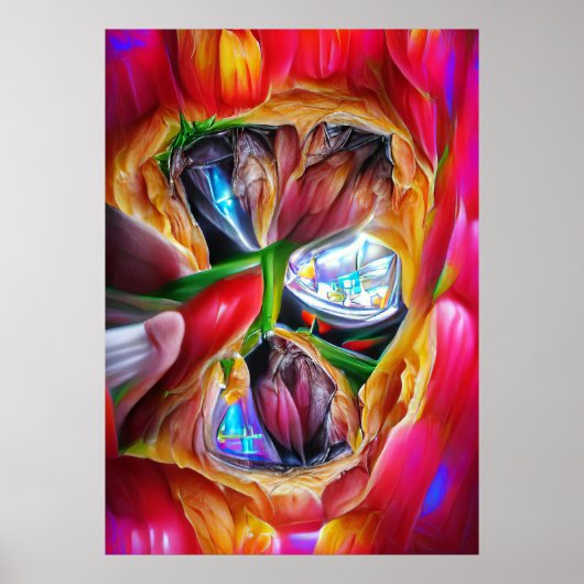 Lebhafte Abstrakte Tulip Reflections Poster (Vorne)