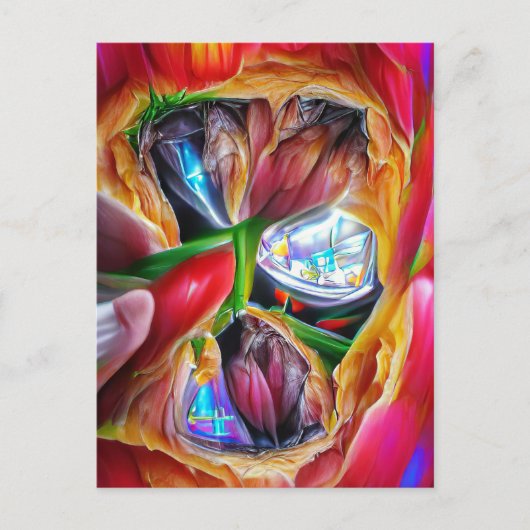 Lebhafte Abstrakte Tulip Reflections Postkarte (Vorderseite)