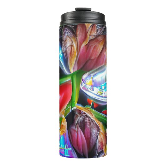 Lebhafte Abstrakte Tulip Reflections Thermosbecher (Vorderseite)