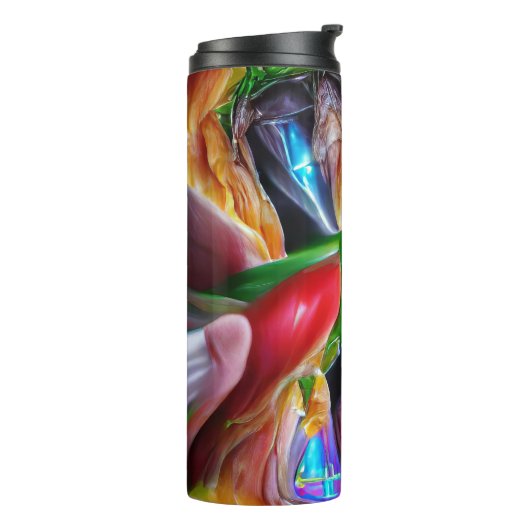 Lebhafte Abstrakte Tulip Reflections Thermosbecher (Nach links gedreht)