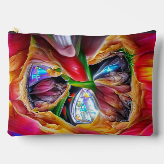 Lebhafte Abstrakte Tulip Reflections Zubehörtasche (Vorderseite)