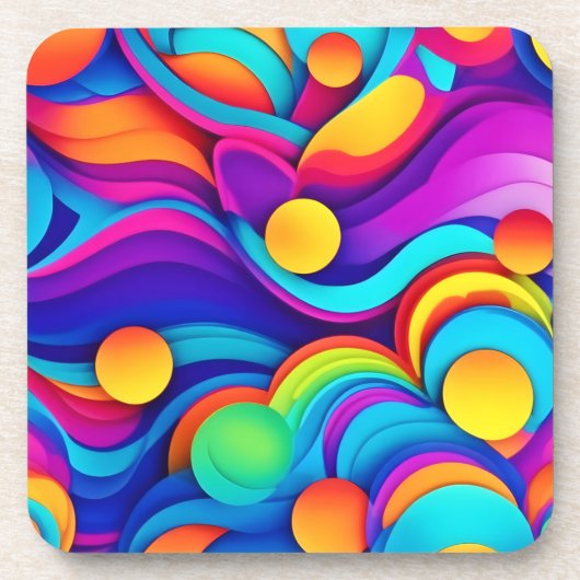 Lebhafte Abstrakte Wave Art Getränkeuntersetzer (Vorderseite)