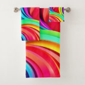 Lebhafte Abstrakte Waves in dynamischer Farbe Badhandtuch Set (Insitu)