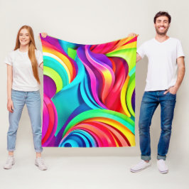 Lebhafte Abstrakte Waves in dynamischer Farbe Fleecedecke