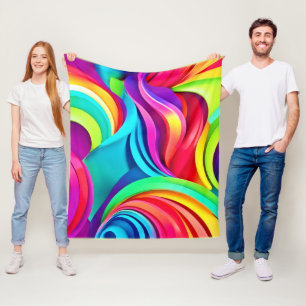 Lebhafte Abstrakte Waves in dynamischer Farbe Fleecedecke