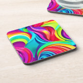 Lebhafte Abstrakte Waves in dynamischer Farbe Getränkeuntersetzer (Linke Seite)