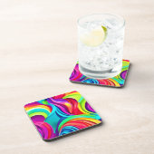 Lebhafte Abstrakte Waves in dynamischer Farbe Getränkeuntersetzer (Rechte Seite)