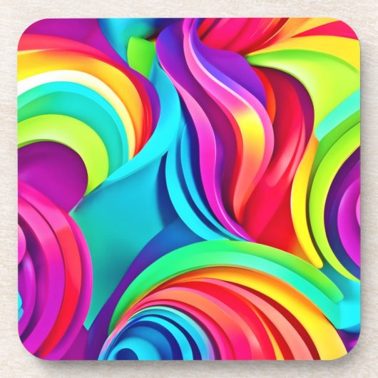 Lebhafte Abstrakte Waves in dynamischer Farbe Getränkeuntersetzer (Vorderseite)