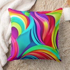 Lebhafte Abstrakte Waves in dynamischer Farbe Kissen