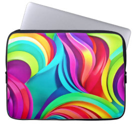 Lebhafte Abstrakte Waves in dynamischer Farbe Laptopschutzhülle