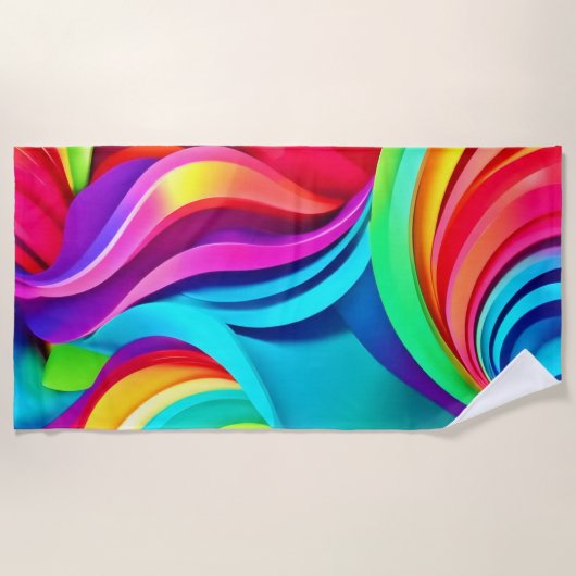 Lebhafte Abstrakte Waves in dynamischer Farbe Strandtuch (Vorderseite)