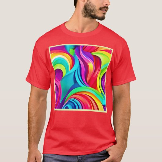 Lebhafte Abstrakte Waves in dynamischer Farbe T-Shirt (Vorderseite)