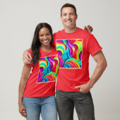 Lebhafte Abstrakte Waves in dynamischer Farbe T-Shirt (Unisex)