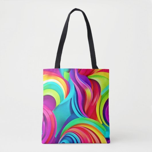 Lebhafte Abstrakte Waves in dynamischer Farbe Tasche (Vorderseite)