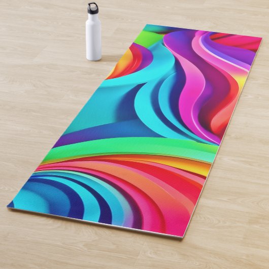 Lebhafte Abstrakte Waves in dynamischer Farbe Yogamatte (Beispiel)