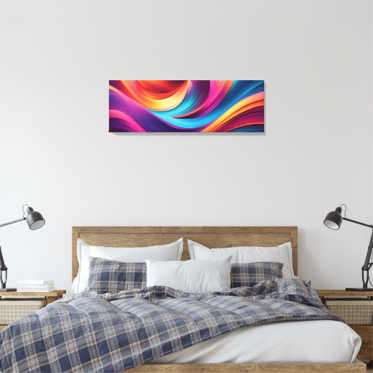 Lebhafte Abstrakte Waves Wall Art - Farbenfrohe Mo Leinwanddruck (Insitu (Schlafzimmer))