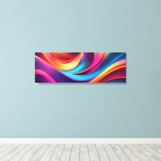 Lebhafte Abstrakte Waves Wall Art - Farbenfrohe Mo Leinwanddruck (Insitu (Holzboden))
