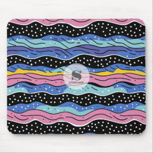 Lebhafte Abstrakte Wavy-Linien mit Polka-Punkten Mousepad