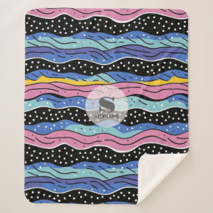 Lebhafte Abstrakte Wavy-Linien mit Polka-Punkten Sherpadecke